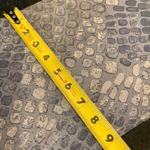 Francesca 💯 silk scarf in blueish grey hues in tiles with sexy fringe Italy made - Picture 13 of 13